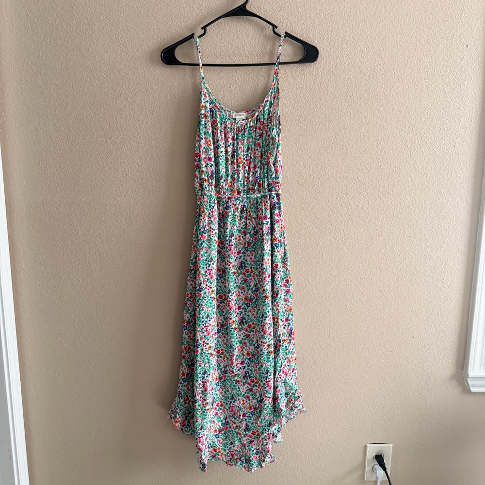 J Crew Factory Floral Ruffle Hem Midi Dress